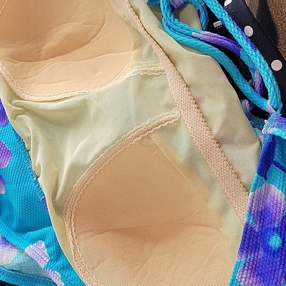 Sessa Turquoise blue & purple floral print one piece Swimsuit Strappy Back 14 - Picture 4 of 11